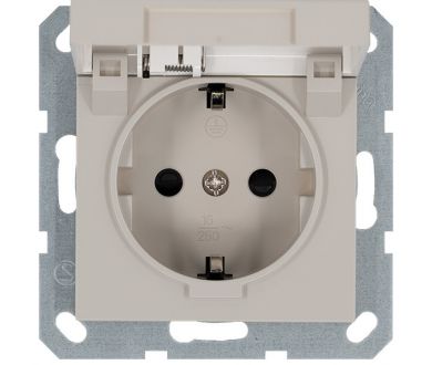 Розетка SHUKO с крышкой и защитными шторками 16A 250V 2P+T, цвет Тауп Jasmart G5505T