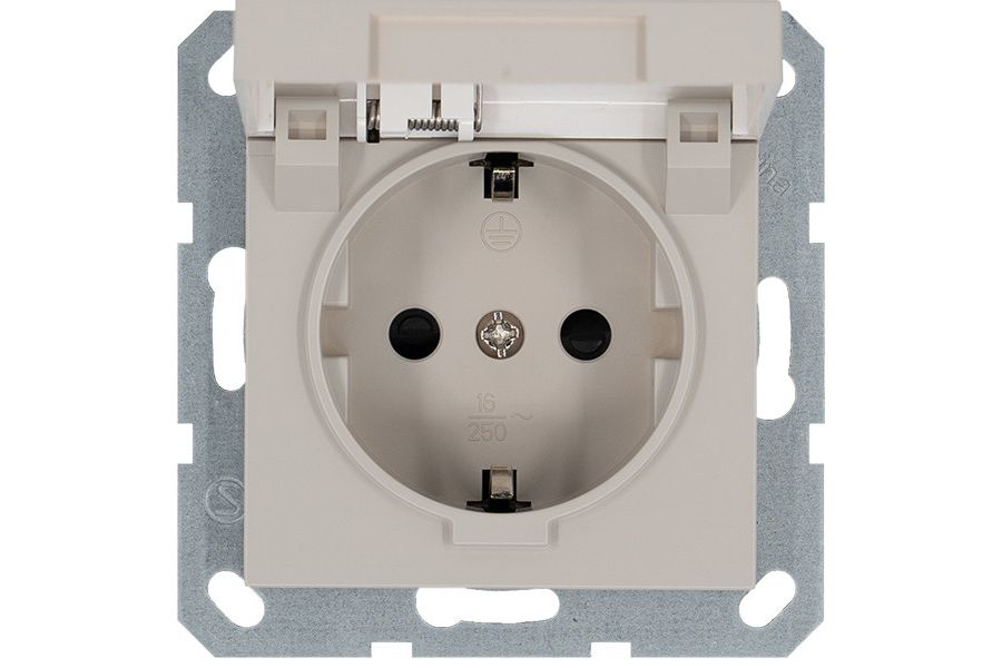 Розетка SHUKO с крышкой и защитными шторками 16A 250V 2P+T, цвет Тауп Jasmart G5505T