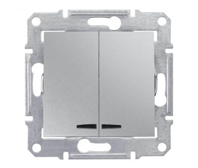 Выключатель двухклавишный с синей подсветкой Schneider Electric Sedna 10A 250V SDN0300360