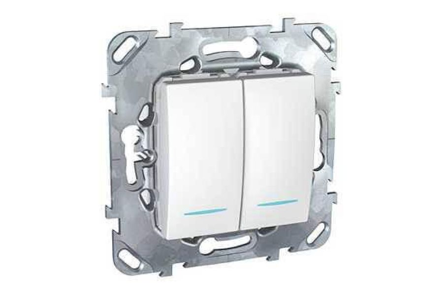 Выключатель двухклавишный с подсветкой Schneider Electric Unica MGU5.0101.18NZD