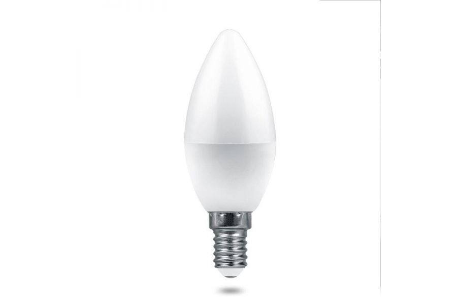 Лампа светодиодная Feron E14 6W 6400K свеча матовая LB-1306 38046