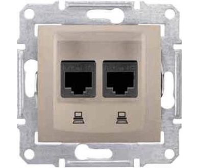 Розетка компьютерная 2хRJ45 Schneider Electric Sedna UTP SDN4800168