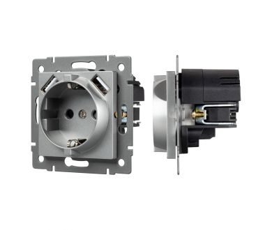 Механизм розетки с USB зарядкой Arlight SCT-MUAA-PL-GR-V (250V, 16A) 049820