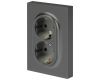Розетка Эра Arktik 16-2105-06 двойная с заземлением 2X2P+E Schuko со шторками 16А-250В графит Б0070459