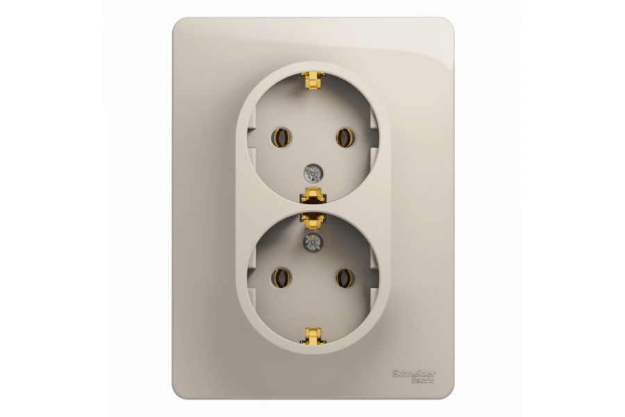 Розетка 2-ая с/з (в сборе) Systeme Electric Glossa Молочный GSL000924