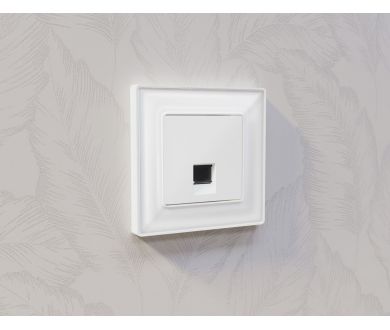 Комплект механизма компьютерной розетки RJ-45 экранированной с автоматической защитной шторкой Alfa Белый матовый Quant Ambrella Volt MA132005 (AP1320, VM185)