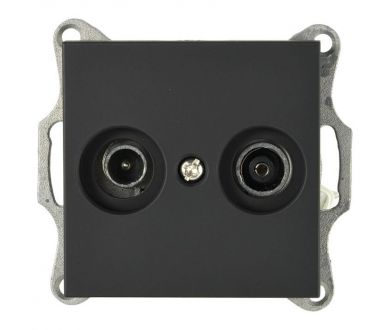 Розетка Jasmart TV-FM проходная с накладкой черный матовый (soft touch) G6205PB