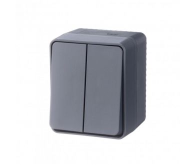 Выключатель 2-клавишный 10 АХ Systeme Electric AtlasDesign Profi54 Наруж Антрацит ATN544051
