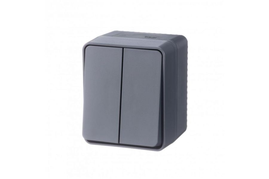 Выключатель 2-клавишный 10 АХ Systeme Electric AtlasDesign Profi54 Наруж Антрацит ATN544051