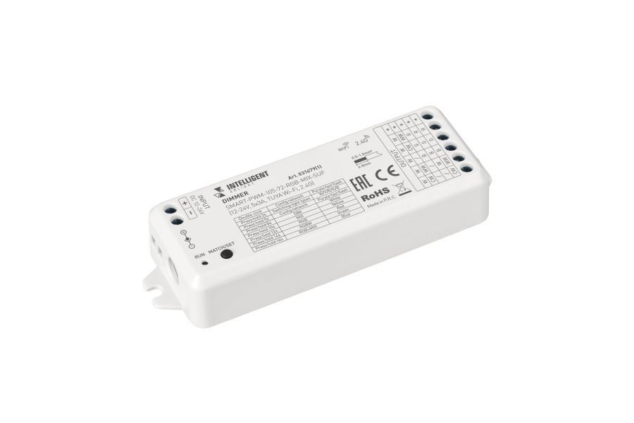 Диммер Arlight SMART-PWM-105-72-RGB-MIX-SUF (12-24V, 5x3A, TUYA Wi-Fi, 2.4G) (IARL, IP20 Пластик) 031679(1)