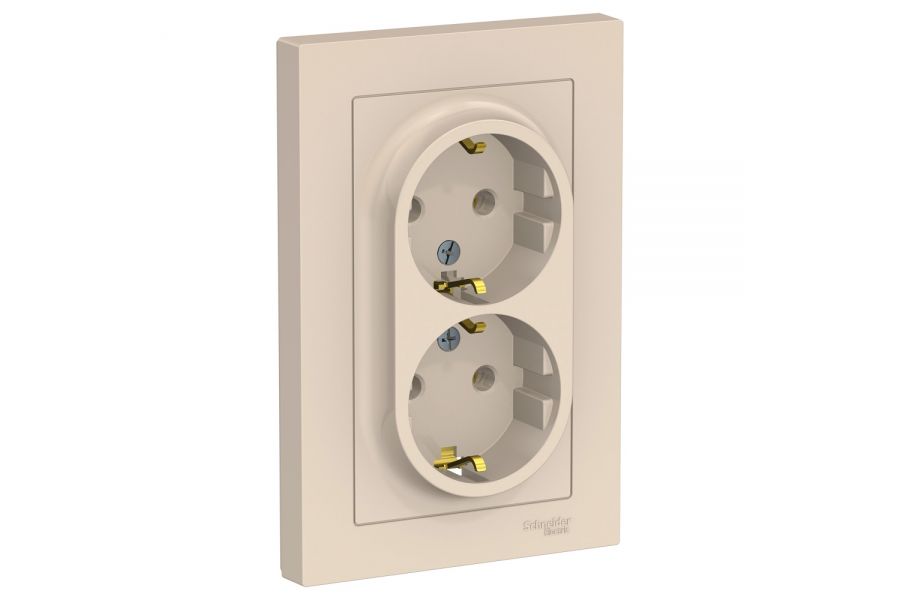 Розетка с/з двойная, 16А, в сборе Systeme Electric AtlasDesign ATN000224