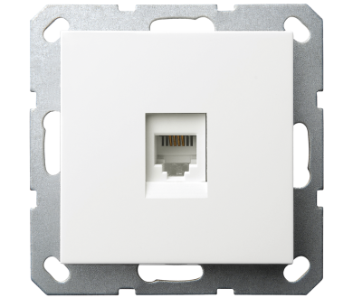 Интернет розетка Jasmart разъем RJ45 с накладкой белый глянцевый G6105W