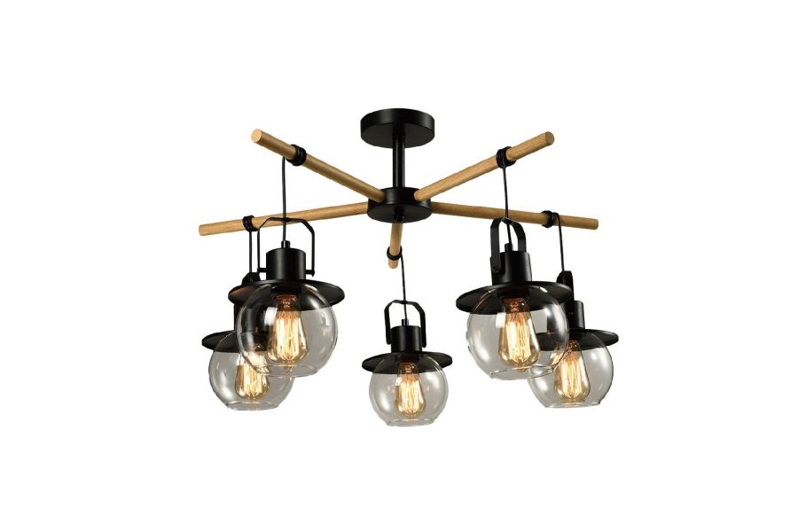 Подвесная люстра IMEX Freedom MD.23044-5-S-BK+WOOD