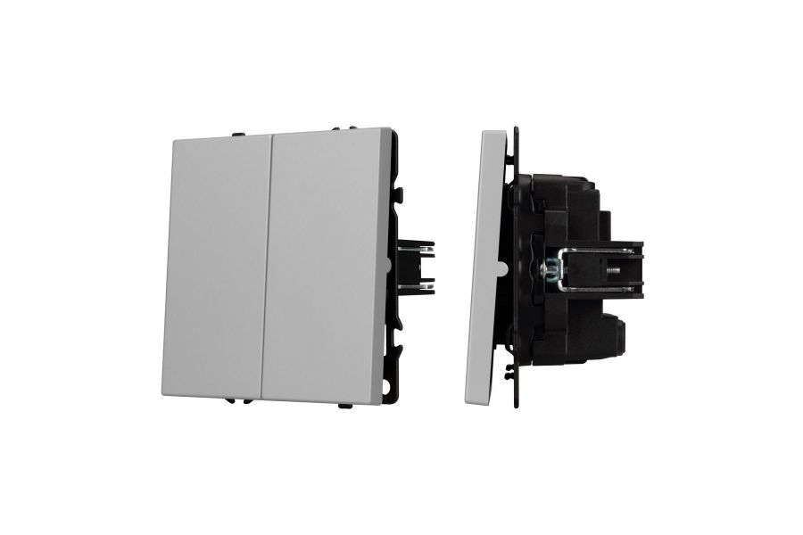 Механизм выключателя двухклавишный перекрёстный Arlight SWT-NOBE-MKX2-SFPL-IS (230V, 10A) (Никель) 061794
