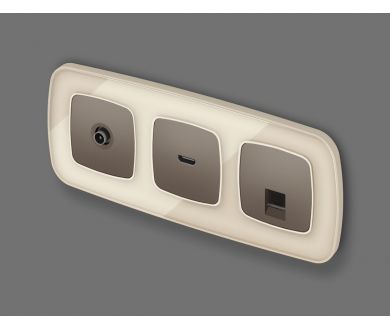 Комплект механизма компьютерной розетки Ambrella Volt RJ-45 (8P8C) CAT6A экранированной с автоматической защитной шторкой OMEGA MO642005 Темная бронза матовый QUANT (OP6420, VM185)