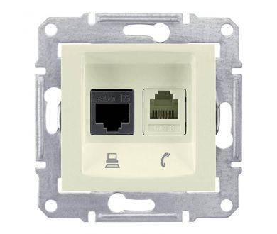 Розетка телефонная RJ-11 и Ethernet RJ-45 Schneider Electric Sedna UTP SDN5100147