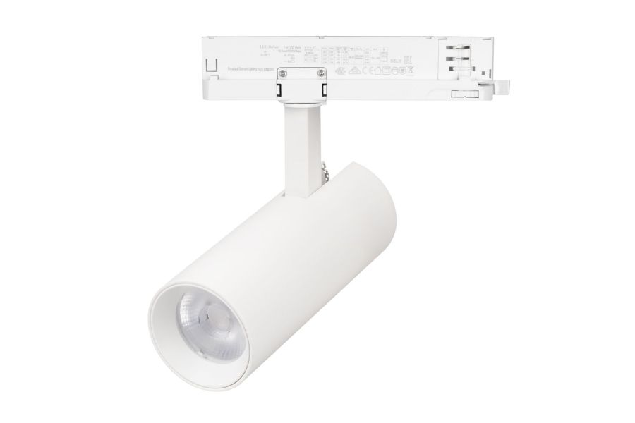 Трековый трехфазный светильник Arlight LGD-GERA-4TR-R74-20W Warm3000 (WH, 55 deg, 230V, DALI) (IP20 Металл) 058811