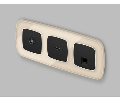 Комплект механизма компьютерной розетки Ambrella Volt RJ-45 (8P8C) CAT6A экранированной с автоматической защитной шторкой OMEGA MO812005 Черный матовый QUANT (OP8120, VM185)