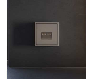 Накладка для розетки компьютерной двойной RJ45+RJ45 кат.6 Voltum S70 (капучино) VLS001414