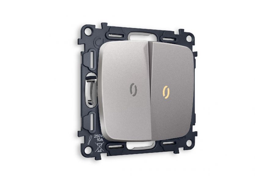 Комплект механизма 2-кл выключателя с подсветкой Ambrella Volt Omega MO504010