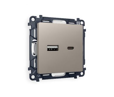 Комплект механизма розетки 2USB A+C 20W (быстрая зарядка) Ambrella Volt Alfa MA371010