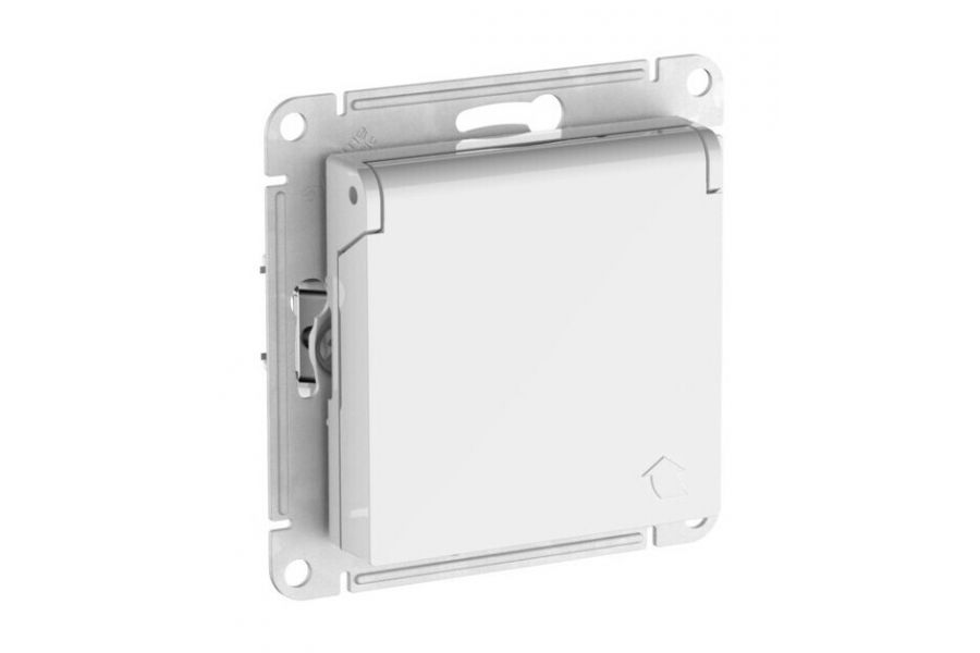 Розетка с заземл. со шторк. с крышкой, 16А,IP20, мех., быстрозажим. клем. Systeme Electric AtlasDesign Белый ATN000146S