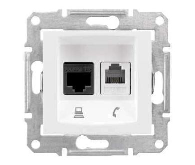 Розетка телефонная RJ-11 и Ethernet RJ-45 Schneider Electric Sedna UTP SDN5200121
