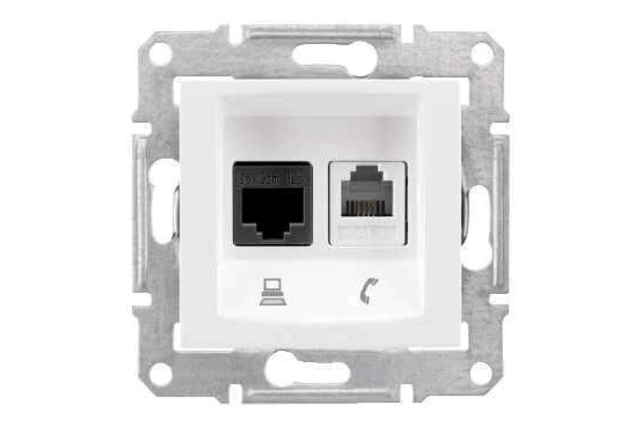 Розетка телефонная RJ-11 и Ethernet RJ-45 Schneider Electric Sedna UTP SDN5200121