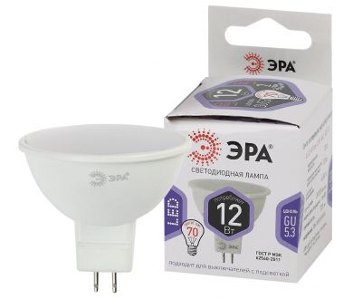 Лампа светодиодная Эра GU5.3 12W 6000K LED MR16-12W-860-GU5.3 Б0049075