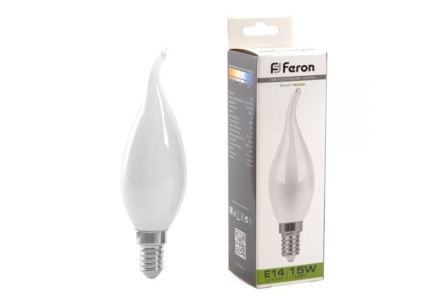 Лампа светодиодная Feron LB-718 Свеча на ветру E14 15W 4000K 38262
