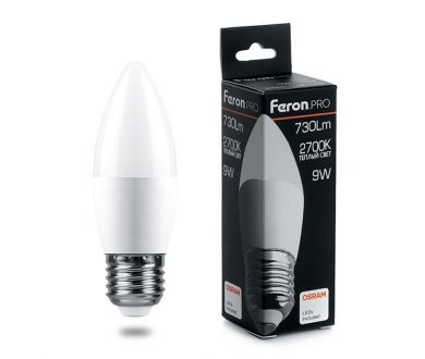 Лампа светодиодная Feron.PRO LB-1309 Свеча E27 9W 2700K 38062
