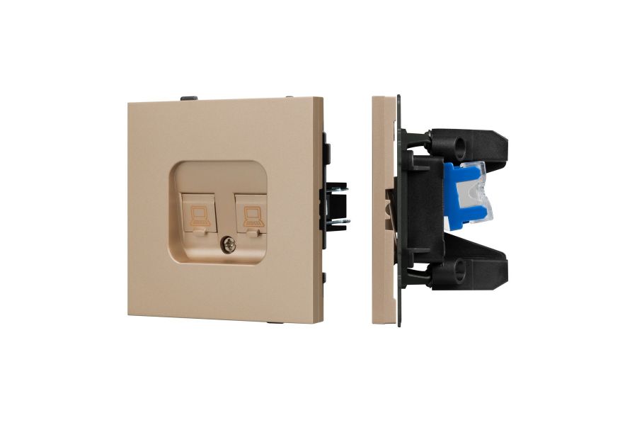 Механизм компьютерной розетки двойной Arlight SCT-TENDO-MPC2-PL-GD (RJ-45, CAT6) 054103