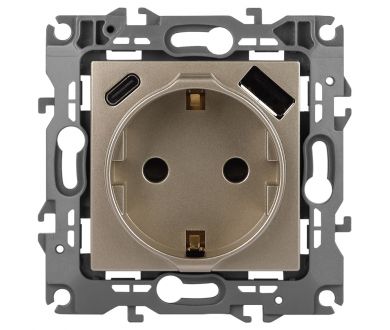 Розетка со шторками с USB type-A+C Эра 12-4108-04 Б0067727