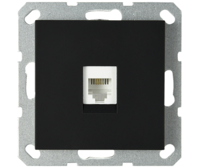 Интернет розетка Jasmart разъем RJ45 с накладкой черный матовый (soft touch) G6105PB
