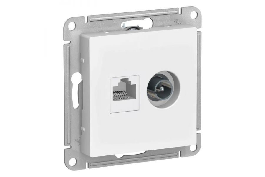 Розетка компьютерная RJ45/TV Schneider Electric AtlasDesign 5e кат UTP белая ATN000189