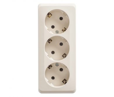 Розетка 3-ая с/з без шторок 16А 250B Systeme Electric Этюд наруж Крем PA16-011K