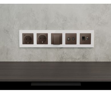 Лицевая панель Alfa (Темная бронза матовый) для электрической розетки с/з со шторками 2USB C+C Quant Ambrella Volt AP6405