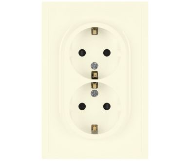Розетка Эра Galaxy 15-2104-02 с заземлением двойная 2X2P+E Schuko 16А-250В IP20 слоновая кость Б0070679
