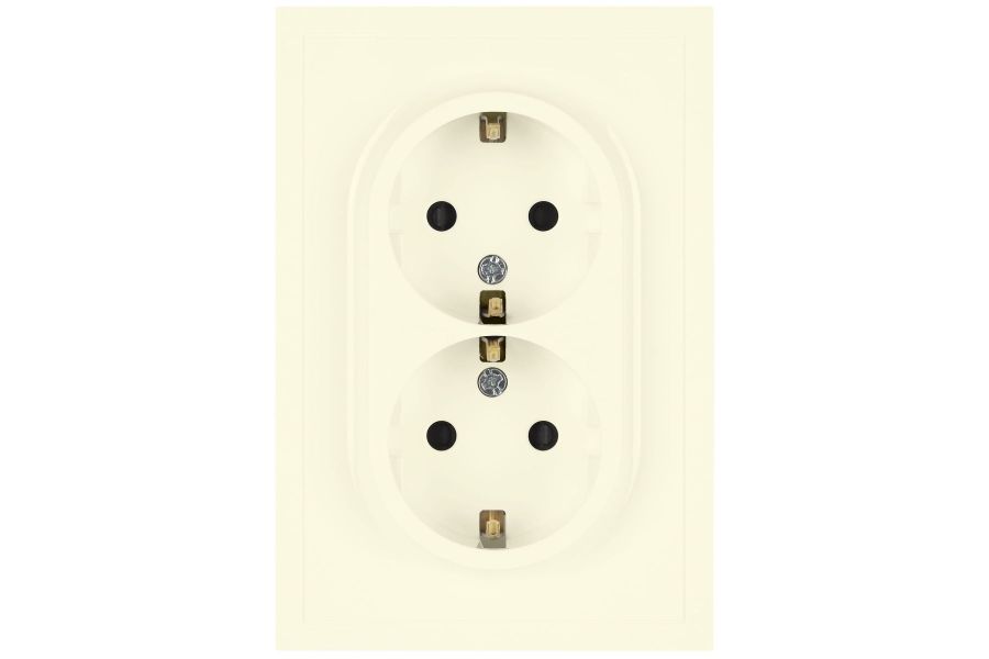 Розетка Эра Galaxy 15-2104-02 с заземлением двойная 2X2P+E Schuko 16А-250В IP20 слоновая кость Б0070679