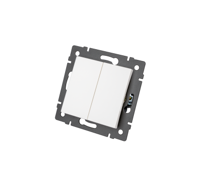 Механизм выключателя двухклавишный непроходной Arlight SWT-MK02-PL-WH-V (250V, 10A) 049887