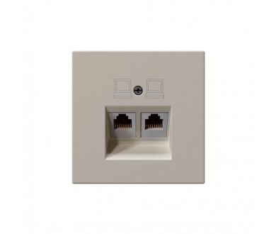 Интернет-розетка RJ45 двойная с накладкой, цвет Сахара Jasmart FD6106SH