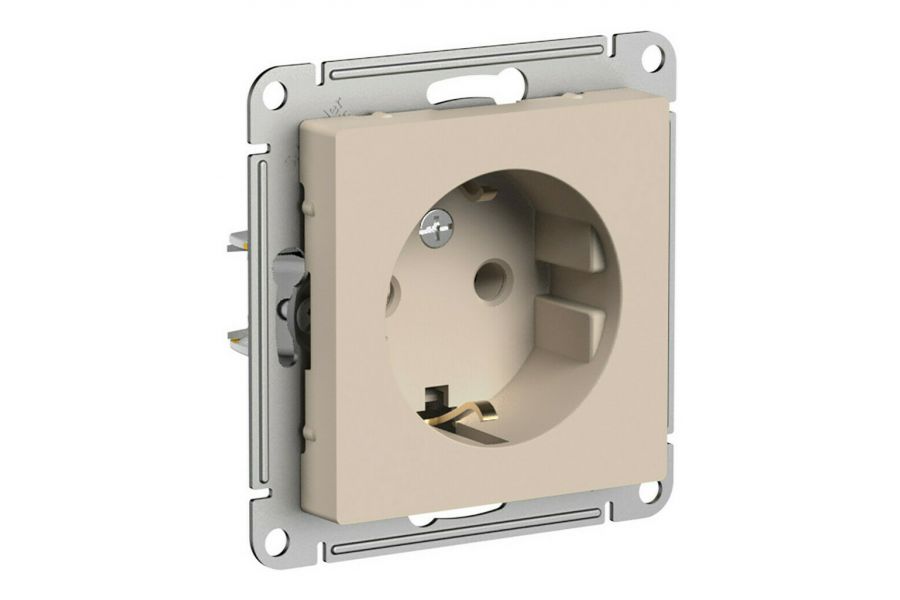 Розетка с/з, 16А, механизм Systeme Electric AtlasDesign Песочный ATN001243