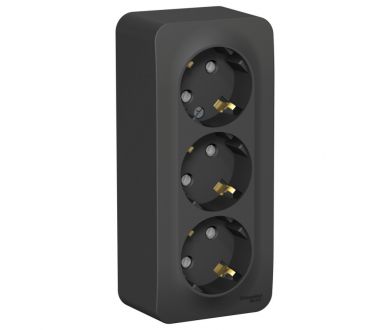 Розетка 3-ая с/з со шторками 16А, 250В, изолир. пластина Systeme Electric Blanca наруж Антрацит BLNRA011316