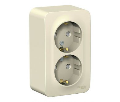 Розетка 2-ая с/з со шторками 16А, 250В, изолир. Пластина Systeme Electric Blanca наруж Молочная BLNRA011212