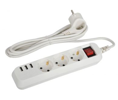 Удлинитель электрический Эра U-3es-1,5m-USB Б0052900