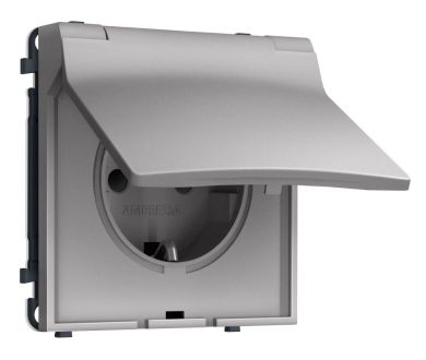 Комплект механизма электрической розетки SIGMA Сталь матовый 50Hz 2P+E с/з с/ш и крышкой IP44 16A-250V QUANT PRO Ambrella Volt MS508010 (SP5080, PR141)