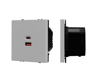 USB Розетка тип A+C софт-тач никель Arlight SCT-MUAC-SFPL-FC-IS (65W, QC3) 059447(1)
