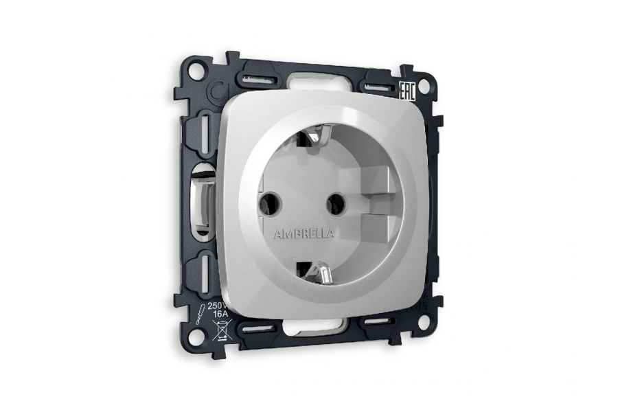 Комплект механизма розетки с/з на винтовых зажимах Ambrella Volt Omega MO406010