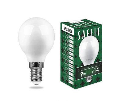 Лампа светодиодная Saffit SBG4509 шар E14 9W 6400K 55125