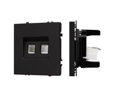 Розетка телефонная двойная софт-тач черный оникс Arlight SCT-MTL2-SFPL-BK (2хRJ-11, 4C) 054309(1)